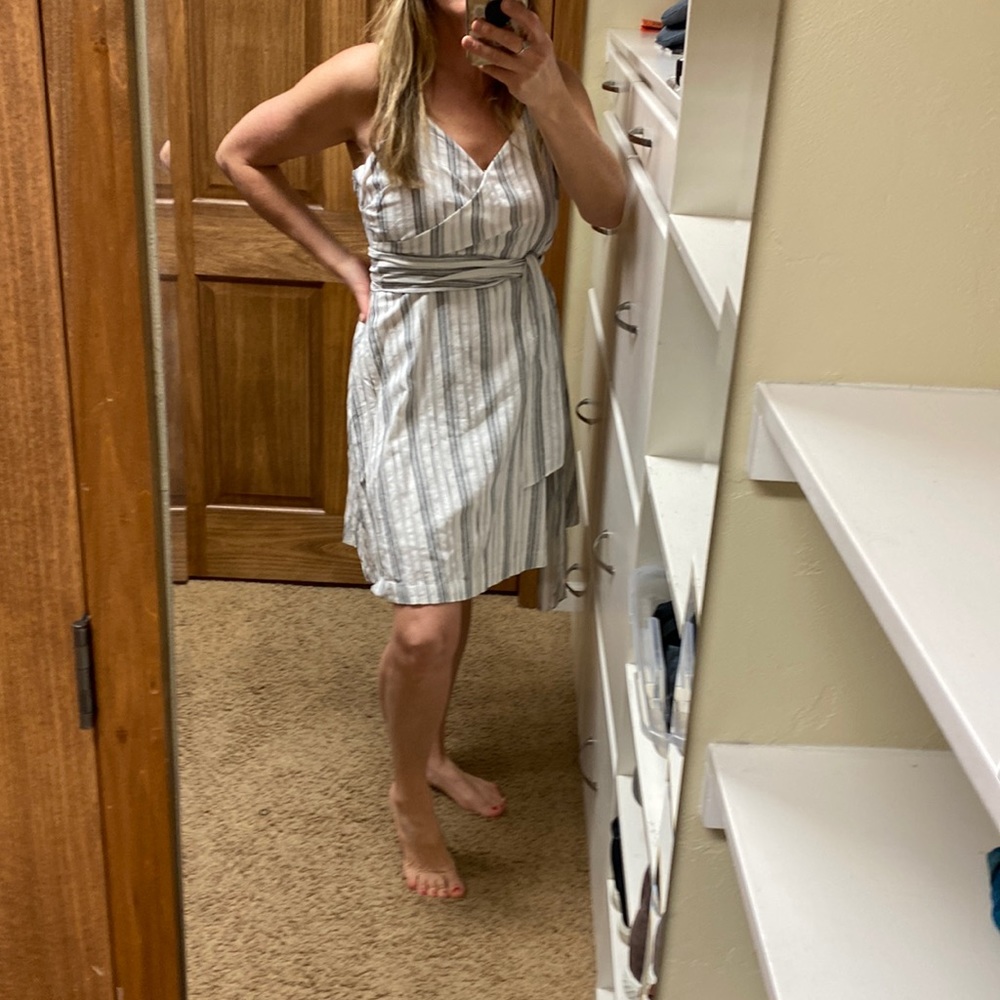 Small Town Boutique white and black stripe dress